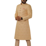 Lucknowi Embroidered Peach Color Achkan with Churidar | Elegant Ethnic Wear | Jaipurio